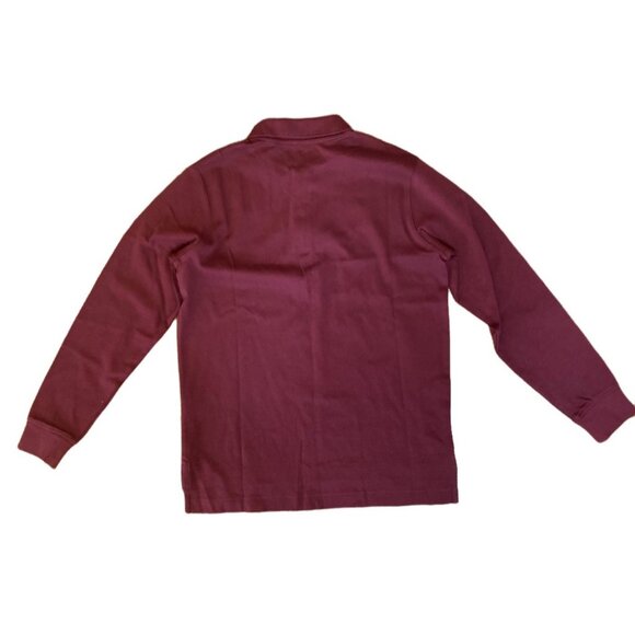 Lands End Womens Burgundy Long-Sleeve Polo Shirt Medium M 100% Cotton Casual Wea - Picture 3 of 6